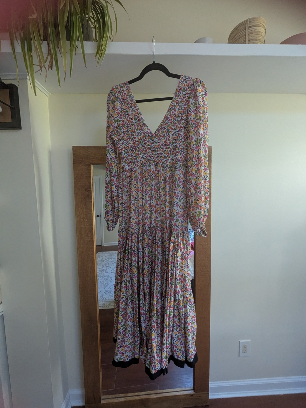 RIXO Brooke Dress Pink Multi Floral Long Sleeve Maxi